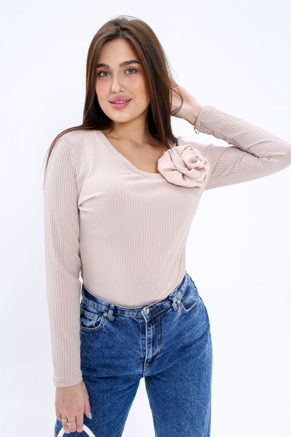 Лонгслив трикотажный Роза [молочный]