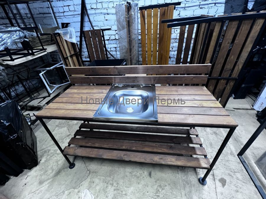 Дачный стол со встроенной мойкой 150х50х80 см