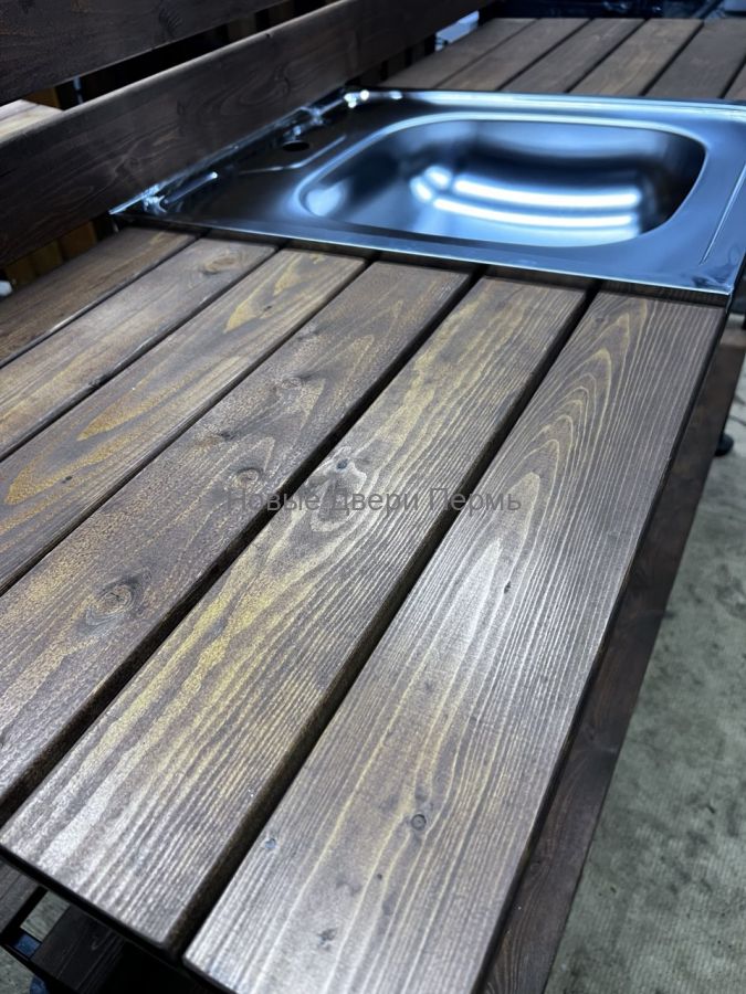 Дачный стол со встроенной мойкой 150х50х80 см