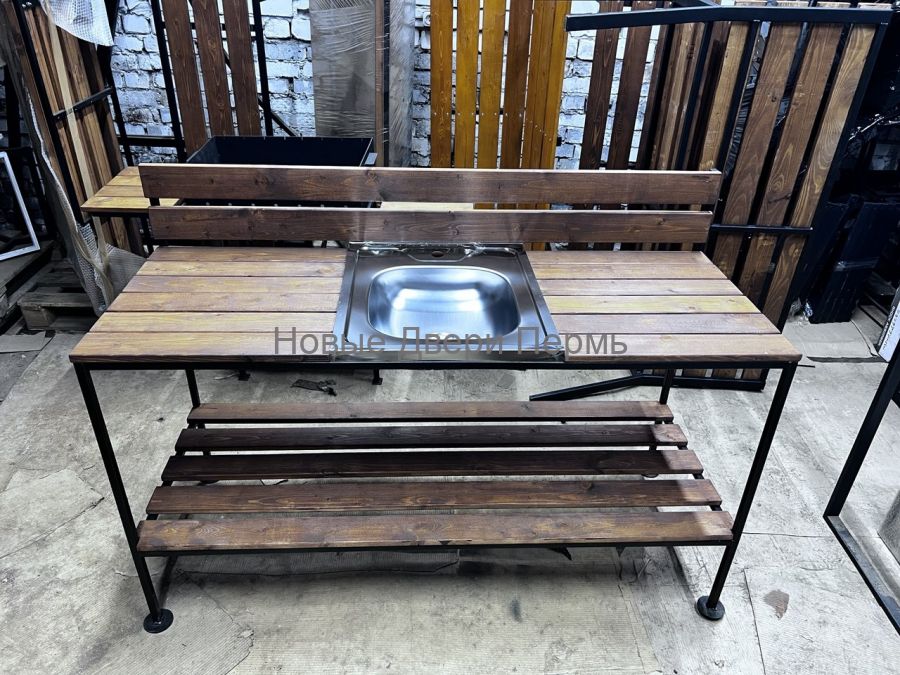 Дачный стол со встроенной мойкой 150х50х80 см
