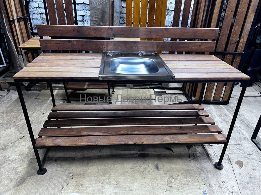 Дачный стол со встроенной мойкой 150х50х80 см