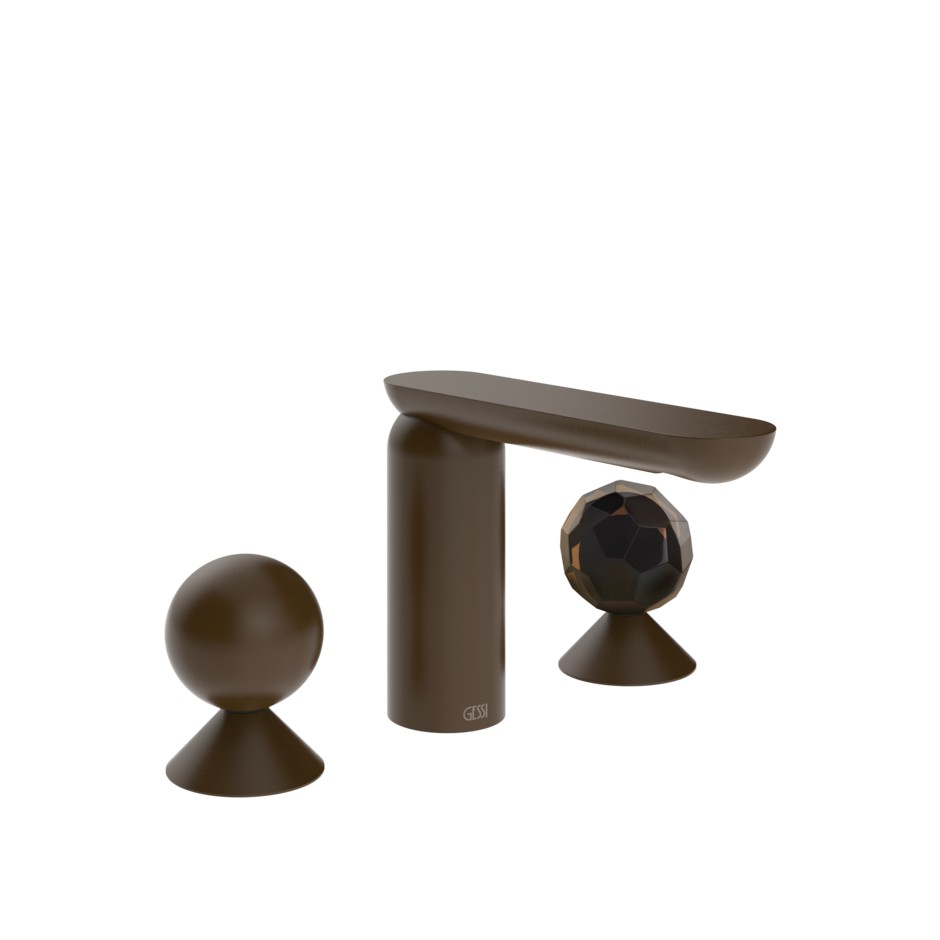 Смеситель для раковины Gessi Perle 74025 с вентилями-сферами из металла и муранского стекла Sfaccettato