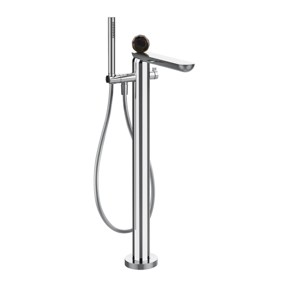 Изображение Смеситель для ванны Gessi Perle 74229 напольный с ручным душем и переключателем с вентилем из муранского стекла Sfaccettato