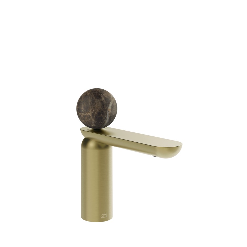 Смеситель для раковины Gessi Perle 74102 низкий с вентилем из мрамора Emperador Dark без донного клапана ФОТО