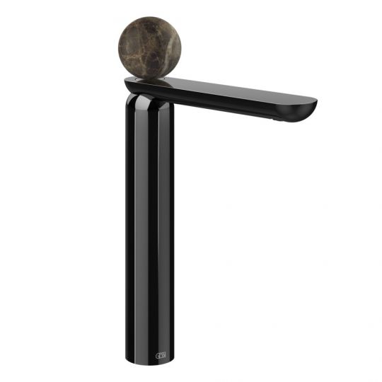 Смеситель для раковины Gessi Perle 74153 высокий с донным клапаном и вентилем из мрамора Emperador Dark схема 3