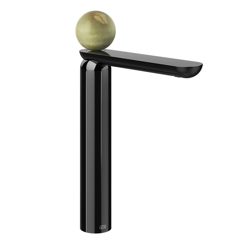 Смеситель для раковины Gessi Perle 74553 высокий с донным клапаном и вентилем из камня Onyx Green ФОТО