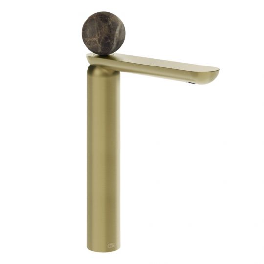 Смеситель для раковины Gessi Perle 74104 высокий без донного клапана с вентилем из мрамора Emperador Dark схема 5