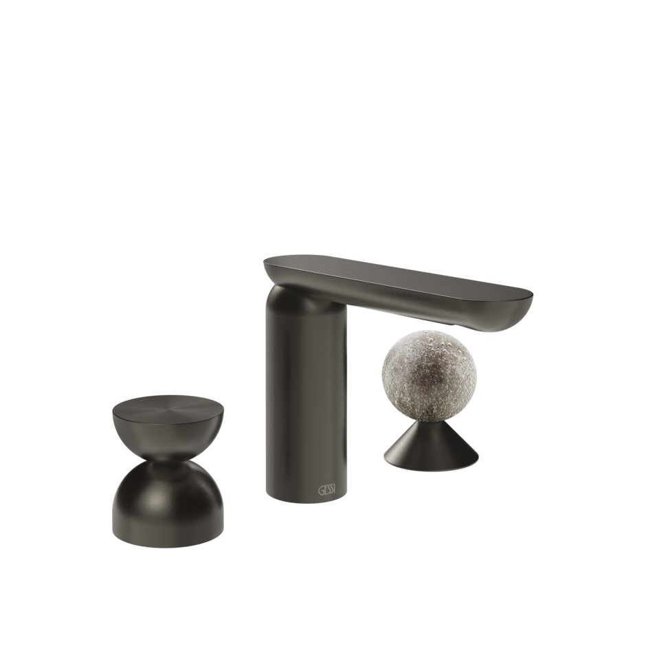 Смеситель для раковины Gessi Perle 74968 без донного клапана с металлическим вентилем-полусферой и вентилем-сферой из муранского стекла Pulegoso