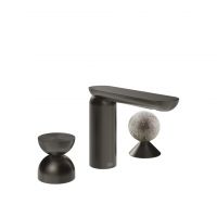 Смеситель для раковины Gessi Perle 74968 без донного клапана с металлическим вентилем-полусферой и вентилем-сферой из муранского стекла Pulegoso схема 1