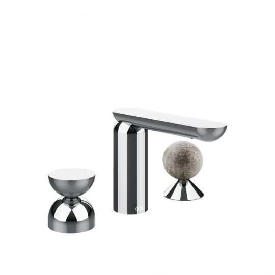 Смеситель для раковины Gessi Perle 74968 без донного клапана с металлическим вентилем-полусферой и вентилем-сферой из муранского стекла Pulegoso схема 6