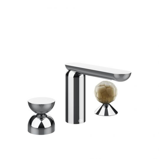 Смеситель для раковины Gessi Perle 74948 без донного клапана с металлическим вентилем-полусферой и вентилем-сферой из муранского стекла Battuto схема 6