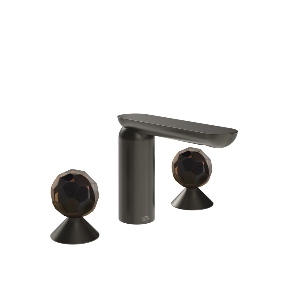 Изображение Смеситель для раковины Gessi Perle 74225 без донного клапана с вентилями-сферами из муранского стекла Sfaccettato