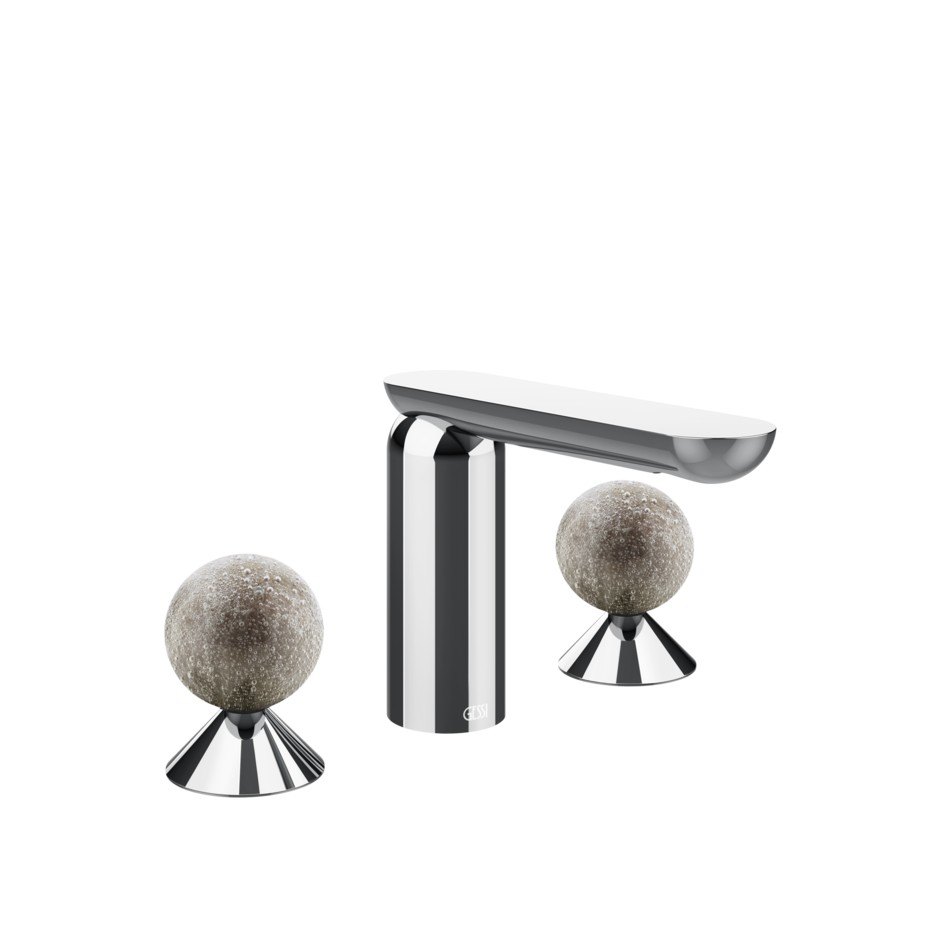 Смеситель для раковины Gessi Perle 74665 без донного клапана с вентилями-сферами из муранского стекла Pulegoso ФОТО