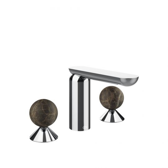 Смеситель для раковины Gessi Perle 74115 без донного клапана с вентилями-сферами из мрамора Emperador Dark схема 6