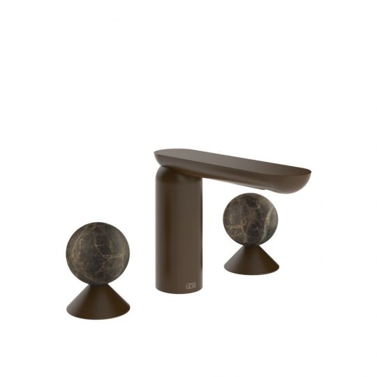 Смеситель для раковины Gessi Perle 74115 без донного клапана с вентилями-сферами из мрамора Emperador Dark схема 8