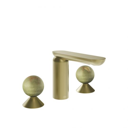 Смеситель для раковины Gessi Perle 74555 без донного клапана с вентилями-сферами из камня Onyx Green схема 5