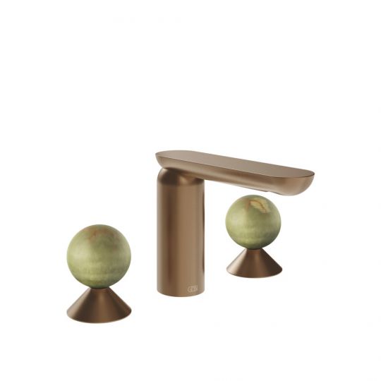Смеситель для раковины Gessi Perle 74555 без донного клапана с вентилями-сферами из камня Onyx Green схема 7