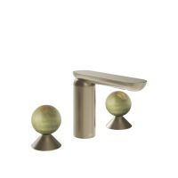 Смеситель для раковины Gessi Perle 74555 без донного клапана с вентилями-сферами из камня Onyx Green схема 9