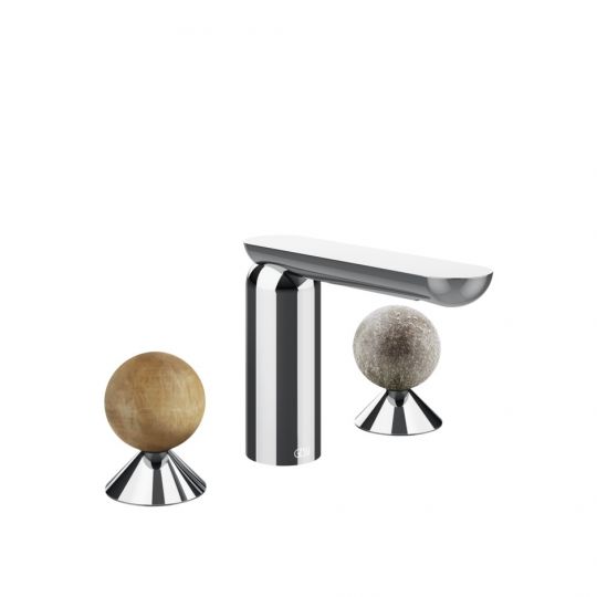 Смеситель для раковины Gessi Perle 74365 без донного клапана с вентилями-сферами из камня Onyx Cola и муранского стекла Pulegoso схема 6