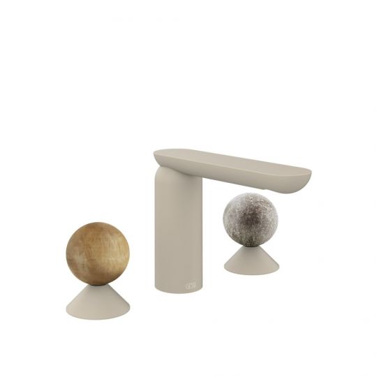 Смеситель для раковины Gessi Perle 74365 без донного клапана с вентилями-сферами из камня Onyx Cola и муранского стекла Pulegoso схема 12