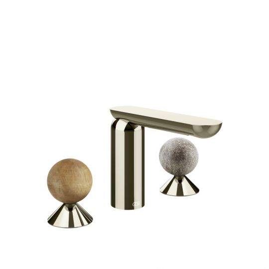 Смеситель для раковины Gessi Perle 74365 без донного клапана с вентилями-сферами из камня Onyx Cola и муранского стекла Pulegoso схема 14