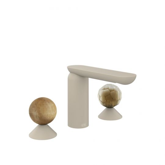 Смеситель для раковины Gessi Perle 74345 без донного клапана с вентилями-сферами из камня Onyx Cola и муранского стекла Battuto схема 12