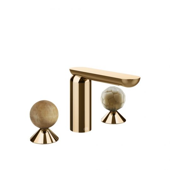 Смеситель для раковины Gessi Perle 74345 без донного клапана с вентилями-сферами из камня Onyx Cola и муранского стекла Battuto схема 16