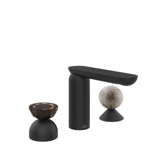 Смеситель для раковины Gessi Perle 74868 без донного клапана с вентилем-полусферой из муранского стекла Battuto и вентилем-сферой из муранского стекла Pulegoso схема 10