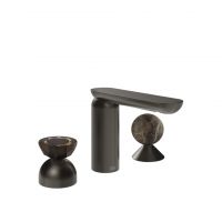 Смеситель для раковины Gessi Perle 74818 без донного клапана с вентилем-полусферой из муранского стекла Battuto и вентилем-сферой из мрамора Emperador Dark схема 1 Смеситель для раковины Gessi Perle 74818 без донного клапана с вентилем-полусферой из муранского стекла Battuto и вентилем-сферой из мрамора Emperador Dark схема 1