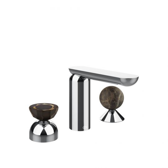 Смеситель для раковины Gessi Perle 74818 без донного клапана с вентилем-полусферой из муранского стекла Battuto и вентилем-сферой из мрамора Emperador Dark схема 6 Смеситель для раковины Gessi Perle 74818 без донного клапана с вентилем-полусферой из муранского стекла Battuto и вентилем-сферой из мрамора Emperador Dark схема 6