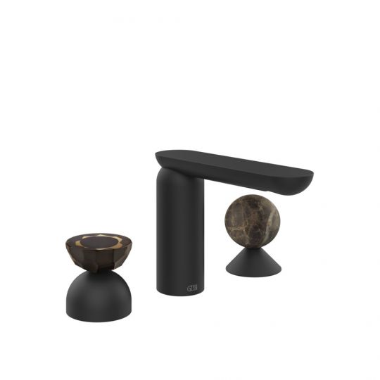 Смеситель для раковины Gessi Perle 74818 без донного клапана с вентилем-полусферой из муранского стекла Battuto и вентилем-сферой из мрамора Emperador Dark схема 10 Смеситель для раковины Gessi Perle 74818 без донного клапана с вентилем-полусферой из муранского стекла Battuto и вентилем-сферой из мрамора Emperador Dark схема 10