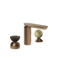 Смеситель для раковины Gessi Perle 74858 без донного клапана с вентилем-полусферой из муранского стекла Battuto и вентилем-сферой из камня Onyx Green схема 7