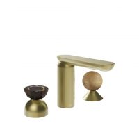 Смеситель для раковины Gessi Perle 74838 без донного клапана с вентилем-полусферой из муранского стекла Battuto и вентилем-сферой из камня Onyx Cola схема 5