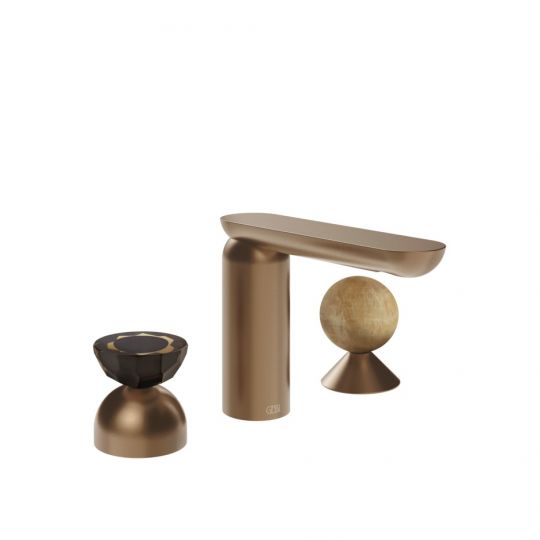 Смеситель для раковины Gessi Perle 74838 без донного клапана с вентилем-полусферой из муранского стекла Battuto и вентилем-сферой из камня Onyx Cola схема 7