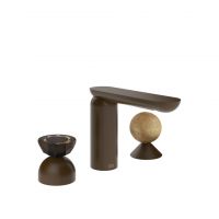 Смеситель для раковины Gessi Perle 74838 без донного клапана с вентилем-полусферой из муранского стекла Battuto и вентилем-сферой из камня Onyx Cola схема 8