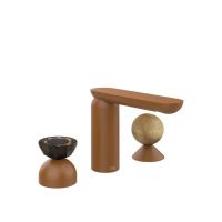 Смеситель для раковины Gessi Perle 74838 без донного клапана с вентилем-полусферой из муранского стекла Battuto и вентилем-сферой из камня Onyx Cola схема 11