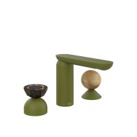 Смеситель для раковины Gessi Perle 74838 без донного клапана с вентилем-полусферой из муранского стекла Battuto и вентилем-сферой из камня Onyx Cola схема 13