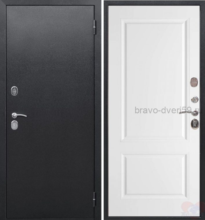 "МОНОЛИТ ТЕПЛО" Антик серебро/Белый софт   уличная дверь с терморазрывом в Перми