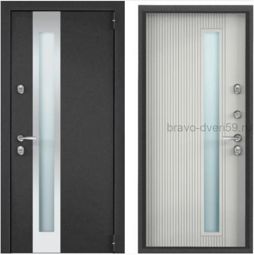 Дверь входная SNEGIR PRO-C MP S60G-30 колоре нероS60G-03 ПВХ Ферро с терморазрывом