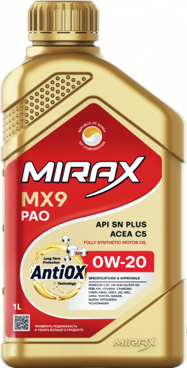 MIRAX MX9 API SN PLUS, ACEA C5, SAE 0W-20, 1л