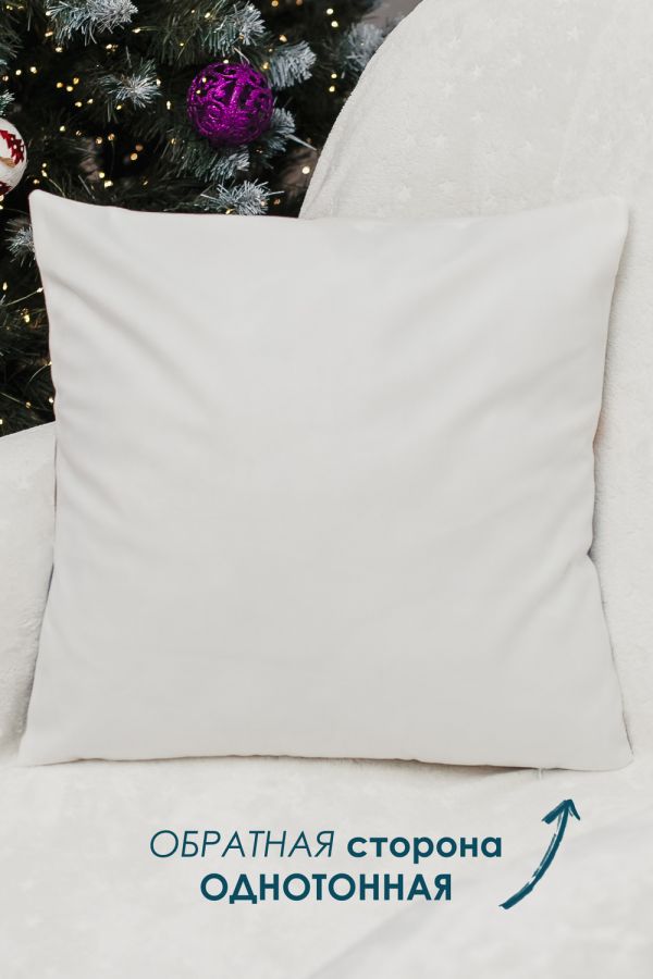 Наволочка декоративная новогодняя 2 шт 3D эффект велюр [СнеговикиВкраснойШапке]