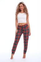 Брюки пижамные женские в клетку [зеленый/красный]