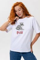 8580 футболка оверсайз женская [белый+лягушка]