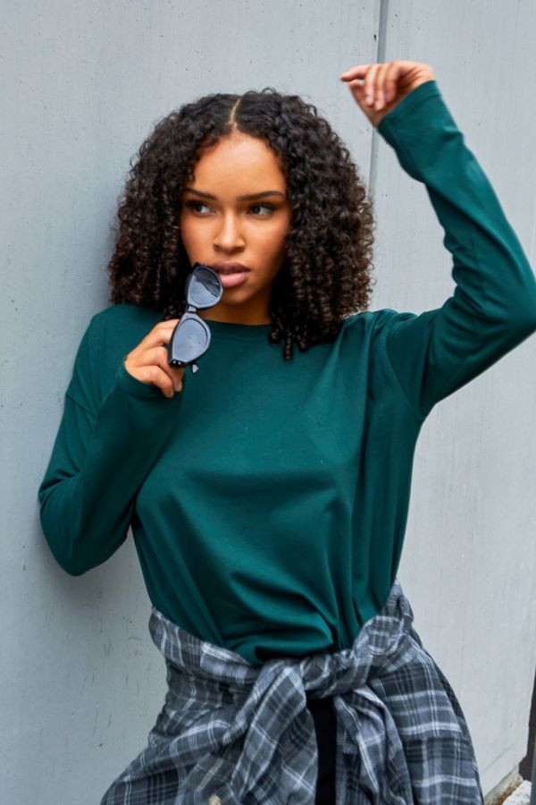 Лонгслив Лонг-оверсайз [темно-зеленый]