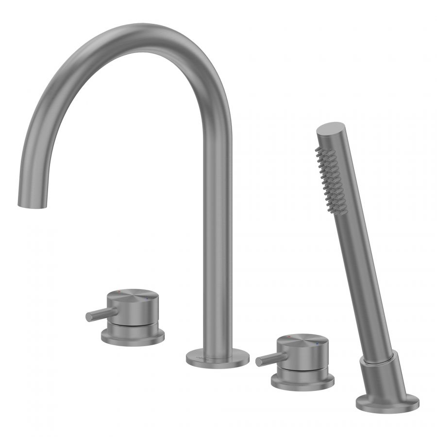 Смеситель ABBER Wasser Kreis 316 AF8113BGG На борт ванны, оружейная сталь брашированная