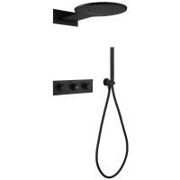 Душевая система ABBER Wasser Kreis AF8151B скрытого монтажа без излива, термостат, черная матовая