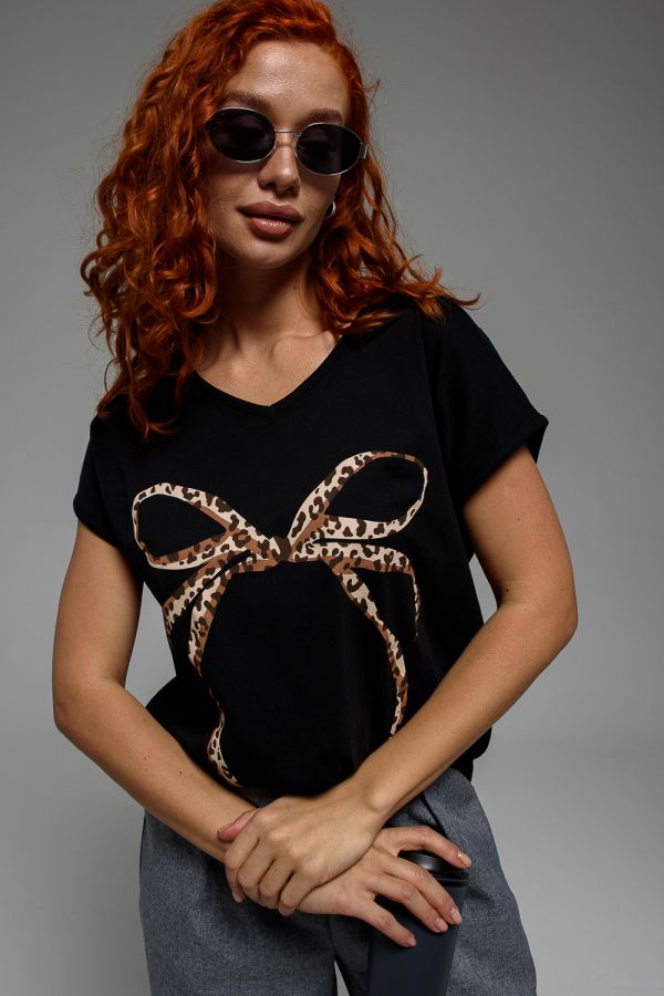 Футболка 7158/1 [черный+бант]