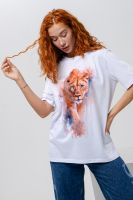 Футболка женская 8488 [белый+львица]