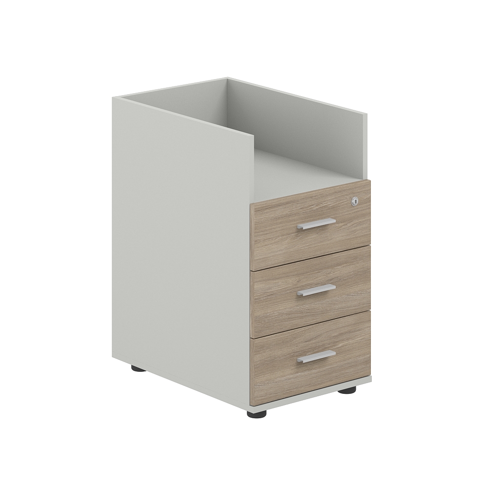 Тумба приставная 400х600х725 с 3 ящ.(метаб) и нишей, с замком без топа