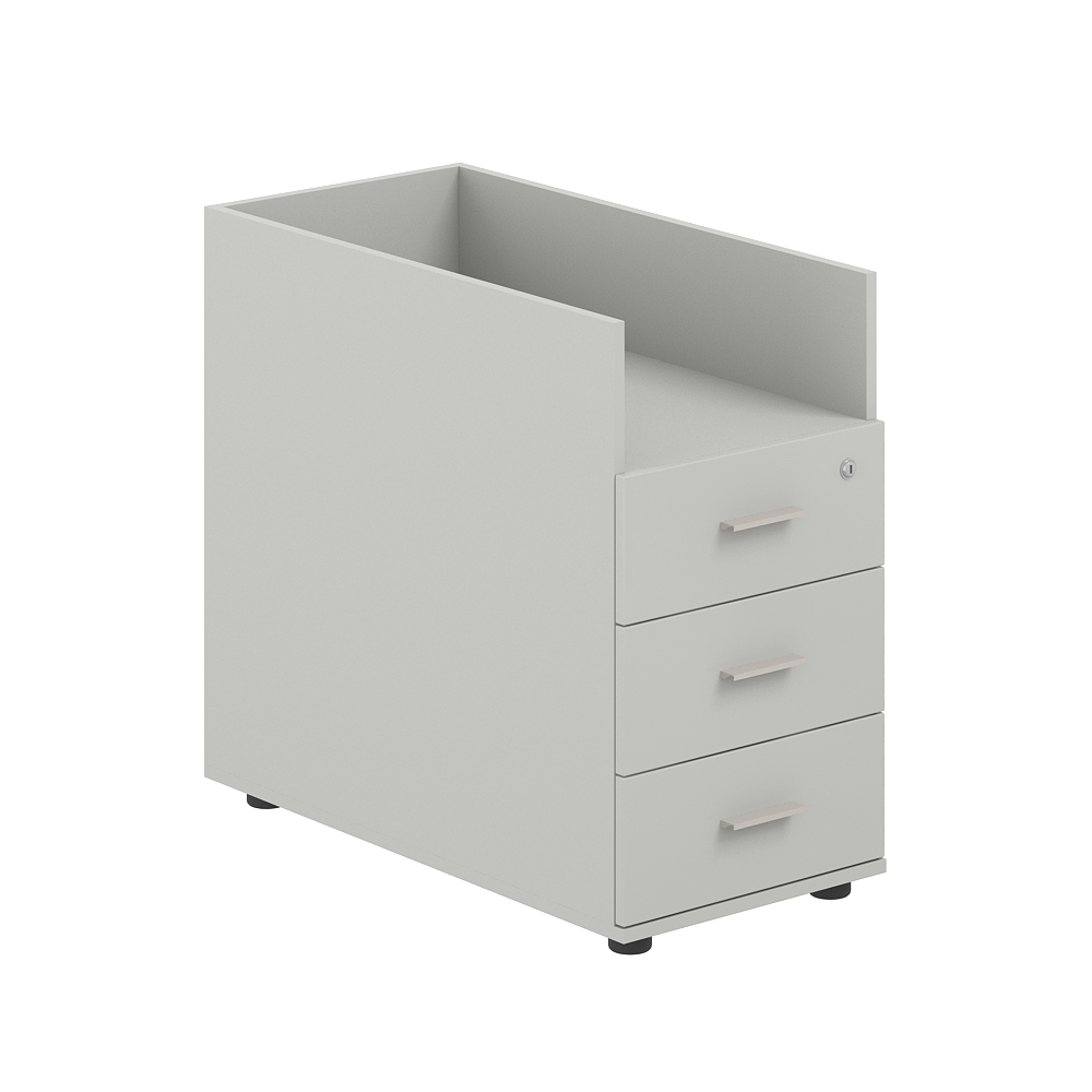 Тумба приставная 400х800х725 с 3 ящ. и нишей, с замком без топа